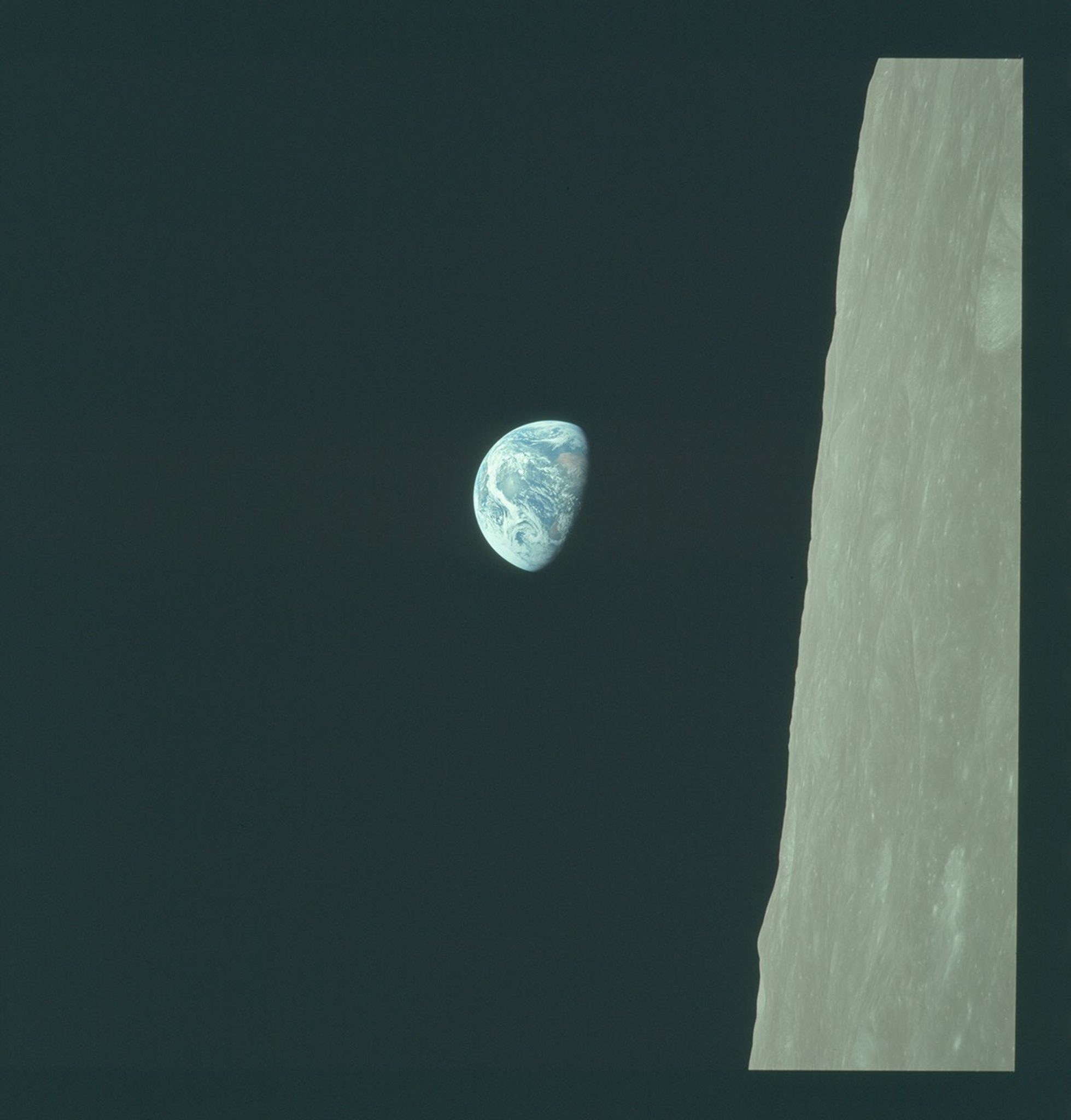 Earth above the lunar horizon, photographed from Apollo 8
